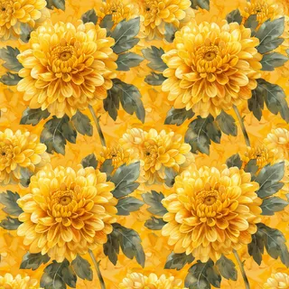 Gold Chrysanthemum, seamless pattern preview