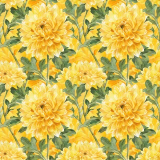 Gold Chrysanthemum, seamless pattern preview