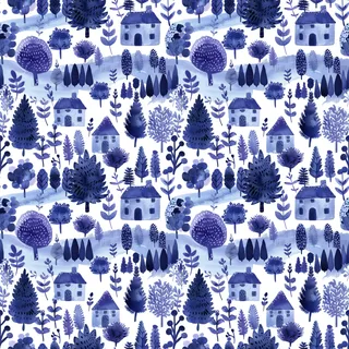 Lavender Cottage, seamless pattern preview